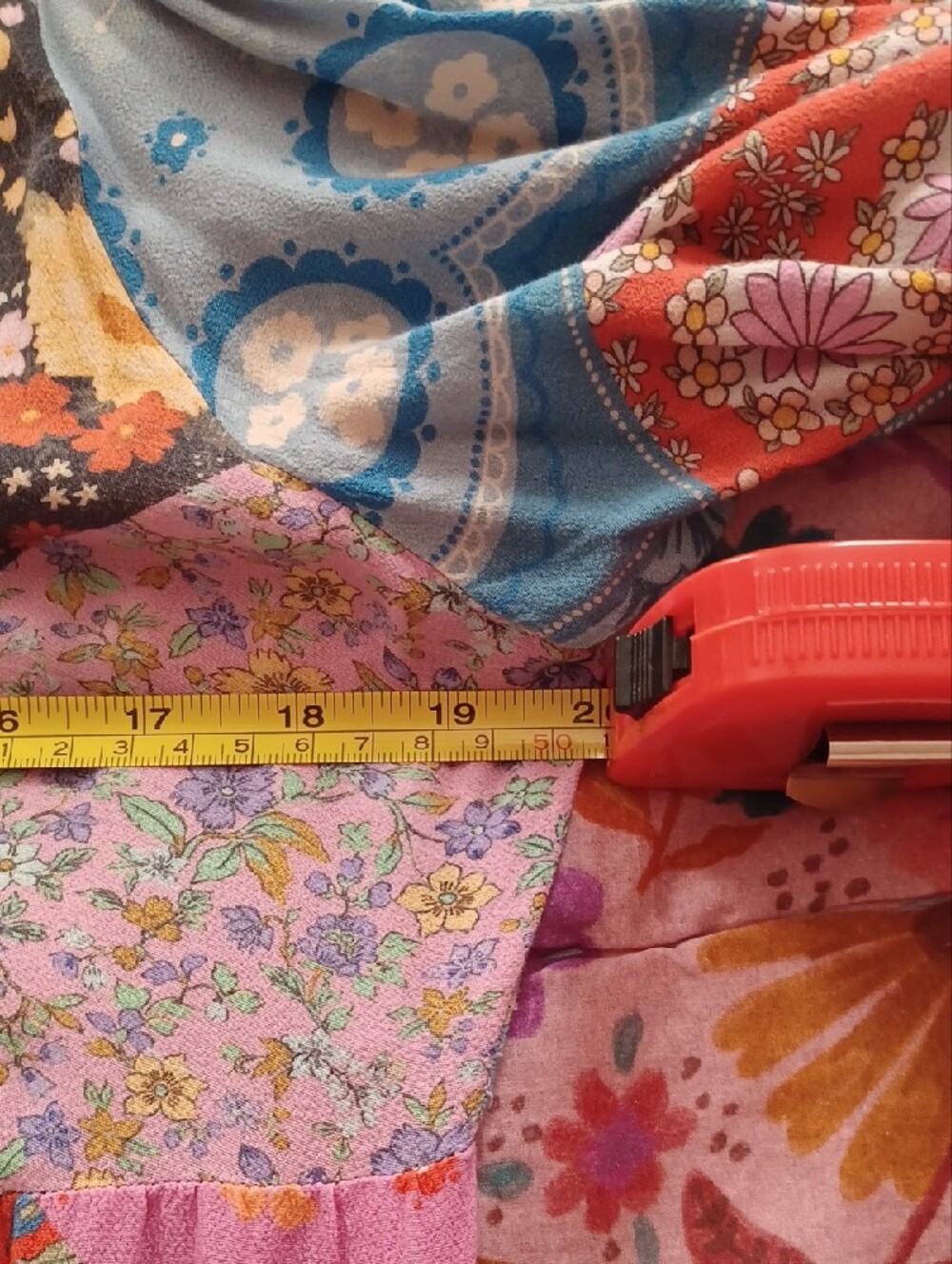 Spell Patchwork Long Sleeve Maxi Dress in Blue, Pink, Red - Picture 7 of 11